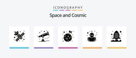 pack d'icônes de glyphe spatial 5 comprenant l'espace. cosmos. drapeau. espace. extraterrestre. conception d'icônes créatives vecteur