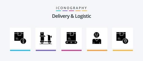 pack d'icônes de glyphe 5 de livraison et de logistique, y compris le service. avatar. la logistique. logistique. conception d'icônes créatives vecteur