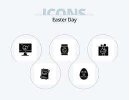 pack d'icônes de glyphe de pâques 5 conception d'icônes. date d'anniversaire. cadeau. écran. vacances. bouteille vecteur