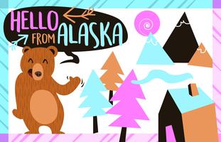 Carte postale du vecteur de l'Alaska