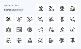 pack d'icônes de 25 lignes scientifiques vecteur