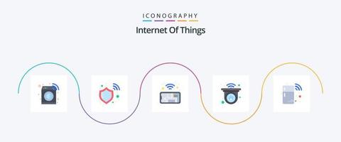 pack d'icônes plat 5 pour l'internet des objets, y compris. intelligent. portable. réfrigérateur. télécommande vecteur