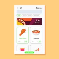 Interface utilisateur d'application alimentaire vecteur