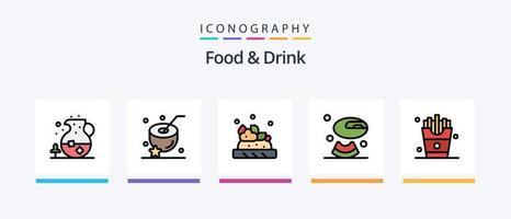 ligne de nourriture et de boisson remplie de 5 icônes, y compris le verre. boire. nourriture .. conception d'icônes créatives vecteur