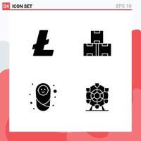 4 icônes créatives signes et symboles modernes de pièce de monnaie enfant protection de la production d'argent éléments de conception vectoriels modifiables vecteur