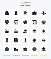 nourriture et boisson créatives pack d'icônes noir solide de 25 glyphes tels que le bar à boissons. bar. nourriture. sucette. boire vecteur