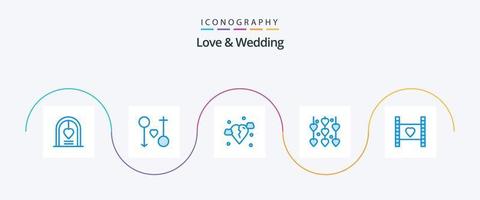 pack d'icônes bleu amour et mariage 5, y compris la saint valentin. décoration. mariage. cœur vecteur