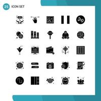 25 concept de glyphe solide pour les sites Web mobiles et les applications de chat en espèces éléments de conception vectoriels modifiables à trois doigts rayal photo vecteur