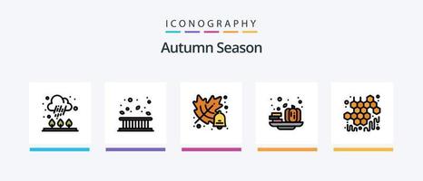 ligne d'automne remplie de 5 packs d'icônes comprenant la campagne. nourriture. abeille. maïs. sucré. conception d'icônes créatives vecteur