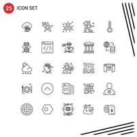 ensemble de 25 icônes d'interface utilisateur modernes symboles signes pour thermomètre oculaire température de chimiste jogging éléments de conception vectoriels modifiables vecteur