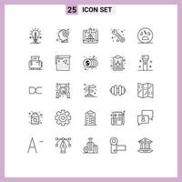 25 icônes créatives signes et symboles modernes de l'esprit de service mort client imprimer des éléments de conception vectoriels modifiables vecteur