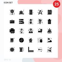 groupe de 25 glyphes solides modernes définis pour le signal de poids internet wifi muet éléments de conception vectoriels modifiables vecteur