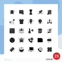 pack de 25 signes et symboles de glyphes solides modernes pour les supports d'impression Web tels que les éléments de conception vectoriels modifiables du temps de la broche économique de l'école d'homme d'affaires vecteur