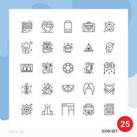 ensemble de 25 symboles d'icônes d'interface utilisateur modernes signes pour les bagages santé déjeuner camping statut éléments de conception vectoriels modifiables vecteur