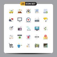 pack de 25 signes et symboles de couleurs plates modernes pour les supports d'impression Web tels que les appareils ajouter des éléments de conception vectoriels modifiables de document papier filtre vecteur