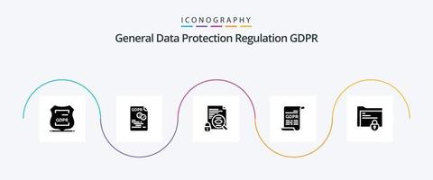 pack d'icônes gdpr glyph 5 comprenant . Sécurité . UE . recherche . vecteur