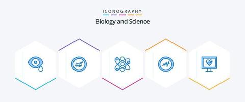 pack d'icônes bleu biologie 25 comprenant. impulsion. laboratoire. surveiller. impulsion vecteur