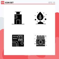 ensemble moderne de 4 glyphes et symboles solides tels que l'appartement forêt ville plante pluie éléments de conception vectoriels modifiables vecteur