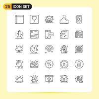 pack d'icônes vectorielles stock de 25 signes et symboles de ligne pour téléphone acheter gestion extracteur de cuisine éléments de conception vectoriels modifiables vecteur
