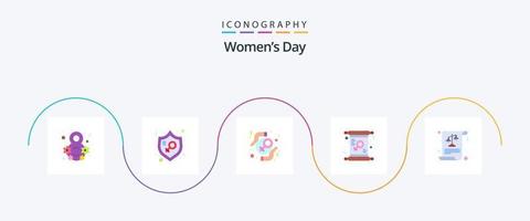 pack d'icônes plat 5 pour la journée des femmes, y compris l'invitation. journée. femme. carte. droits vecteur