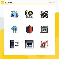groupe de 9 signes et symboles de couleurs plates remplies pour la sécurité focus oeil succès carrière éléments de conception vectoriels modifiables vecteur