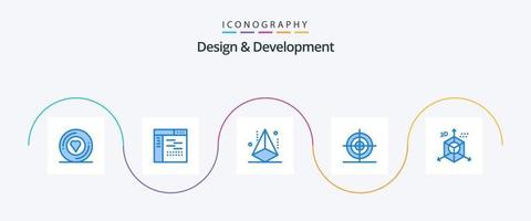 conception et développement pack d'icônes bleu 5, y compris la forme. éducation. la source. motif. la modélisation vecteur