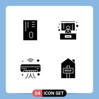 interface mobile glyphe solide ensemble de 4 pictogrammes d'éléments de conception vectoriels modifiables atm iot conference ac house vecteur