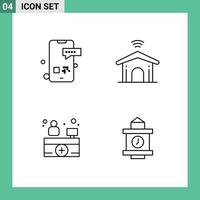 ensemble moderne de 4 couleurs et symboles plats remplis tels que la réception de l'hôpital de communication smartphone maison éléments de conception vectoriels modifiables médicaux vecteur