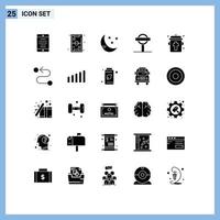 ensemble de 25 glyphes solides universels pour les applications Web et mobiles vecteur