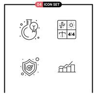ligne d'interface mobile ensemble de 4 pictogrammes de croissance sécurité progrès développement achats éléments de conception vectoriels modifiables vecteur