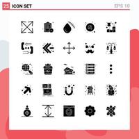 interface mobile ensemble de glyphes solides de 25 pictogrammes de boîte client coupe flèches vers le haut à gauche éléments de conception vectoriels modifiables vecteur