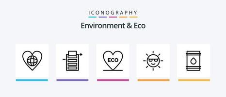 environnement et pack d'icônes eco line 5, y compris l'alimentation. éco. éco. carte de prise. étiqueter. conception d'icônes créatives vecteur