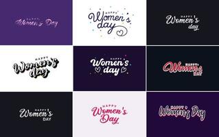 conception de typographie happy women's day avec un jeu de couleurs pastel et une illustration vectorielle de forme géométrique vecteur