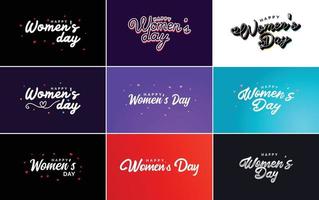 ensemble d'éléments de conception typographique rose happy women's day pour cartes de voeux vecteur