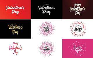 modèle de carte de voeux joyeuse saint valentin avec un thème romantique et un jeu de couleurs rouge vecteur