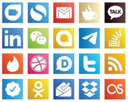 20 icônes de médias sociaux pour chaque plate-forme telle que stockoverflow. Messager. parler de kakao. icônes de télégramme et de messager. haute définition et professionnel vecteur