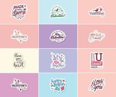 autocollants graphiques de la saint-valentin pour montrer votre amour et votre dévotion vecteur