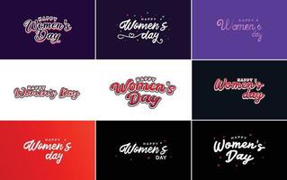 ensemble d'éléments de conception typographique rose happy women's day pour cartes de voeux vecteur