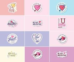 autocollants graphiques de la saint valentin pour partager votre amour et votre affection vecteur