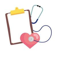 coeur avec stéthoscope et conception de vecteur de document