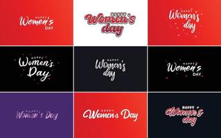 logo abstrait de la journée des femmes heureuses avec un dessin vectoriel d'amour en rose. rouge. et les couleurs noires
