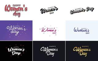 ensemble d'éléments de conception typographique rose happy women's day pour cartes de voeux vecteur