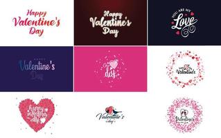 modèle de carte de voeux joyeuse saint valentin avec un thème romantique et un jeu de couleurs rouge et rose vecteur