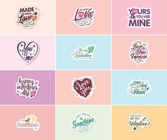 autocollants graphiques de la saint-valentin pour montrer votre amour et vos soins vecteur