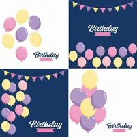 bannière d'anniversaire avec cadre et ballons aquarelles dessinés à la main symbolisant une conception de fête d'anniversaire adaptée aux cartes de voeux de vacances et aux invitations d'anniversaire vecteur