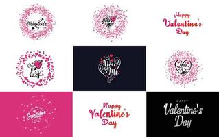 pack d'étiquettes saint valentin design plat rouge vecteur