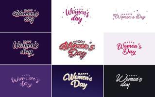 ensemble d'éléments de conception typographique rose happy women's day pour cartes de voeux vecteur