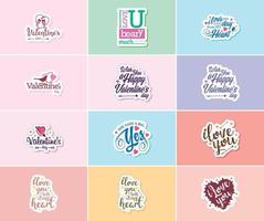 dire je t'aime avec la typographie de la saint valentin stickers vecteur