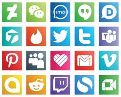 20 icônes de médias sociaux haute résolution telles que likee. pinterest. icônes disqus et tweet. moderne et professionnel vecteur