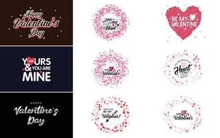 pack d'étiquettes saint valentin design plat rouge vecteur